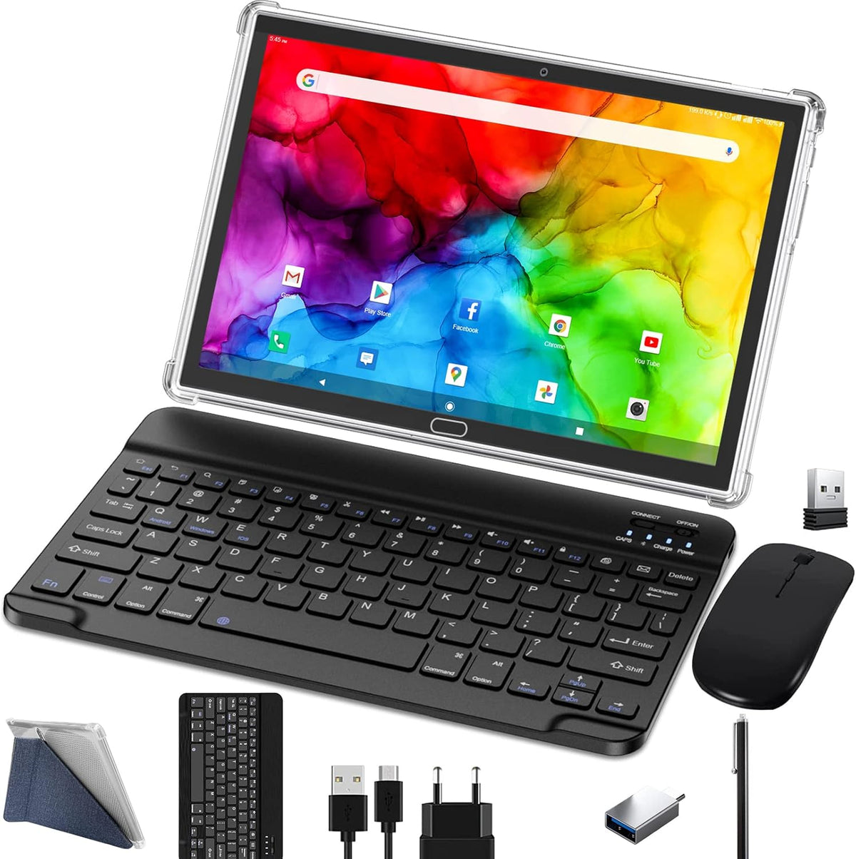 Tablet 10 inch 4G Dual Sim Android 11 4GB+64GB Octa-Core 13MP Dual Camera with Keyboard, Wireless Mouse, Stylus I6207