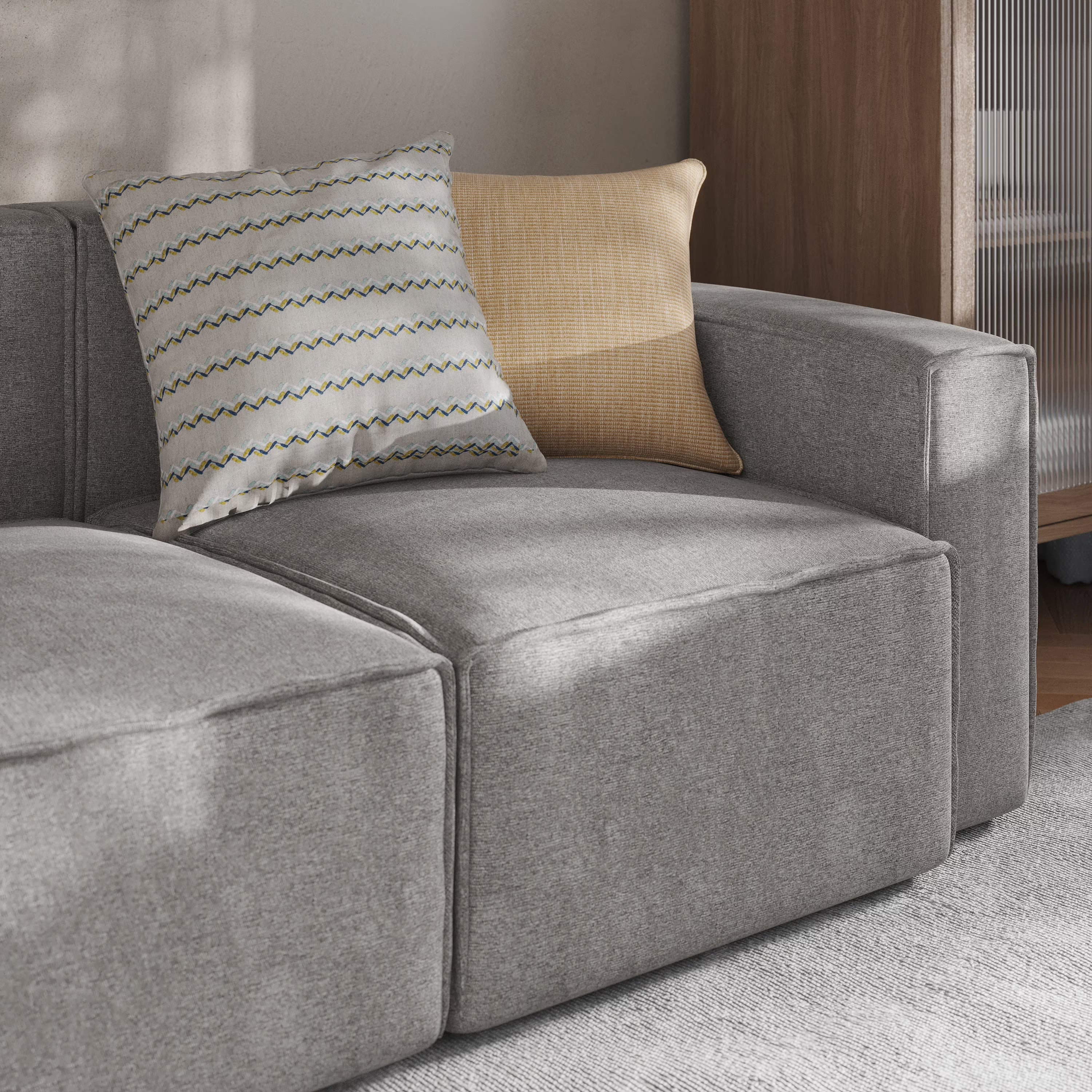 Gray Modular Sectional Sofa with Arm Rest N91588