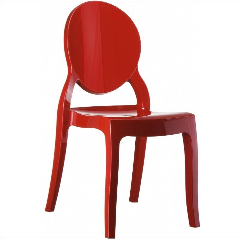 Glossy Red Polycarbonate Dining Chair D73048