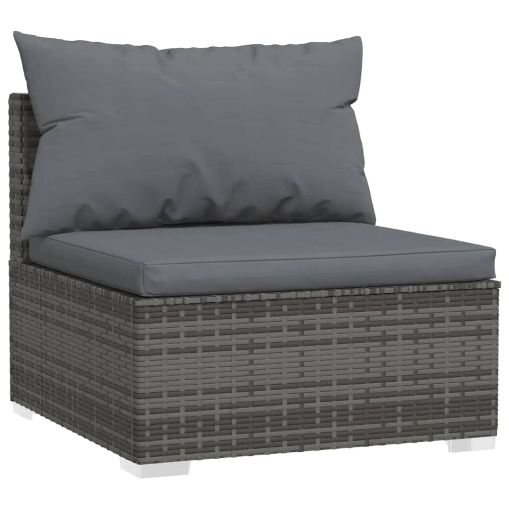 2 Piece Gray Poly Rattan Patio Lounge Set with Cushion and Pillow R6239