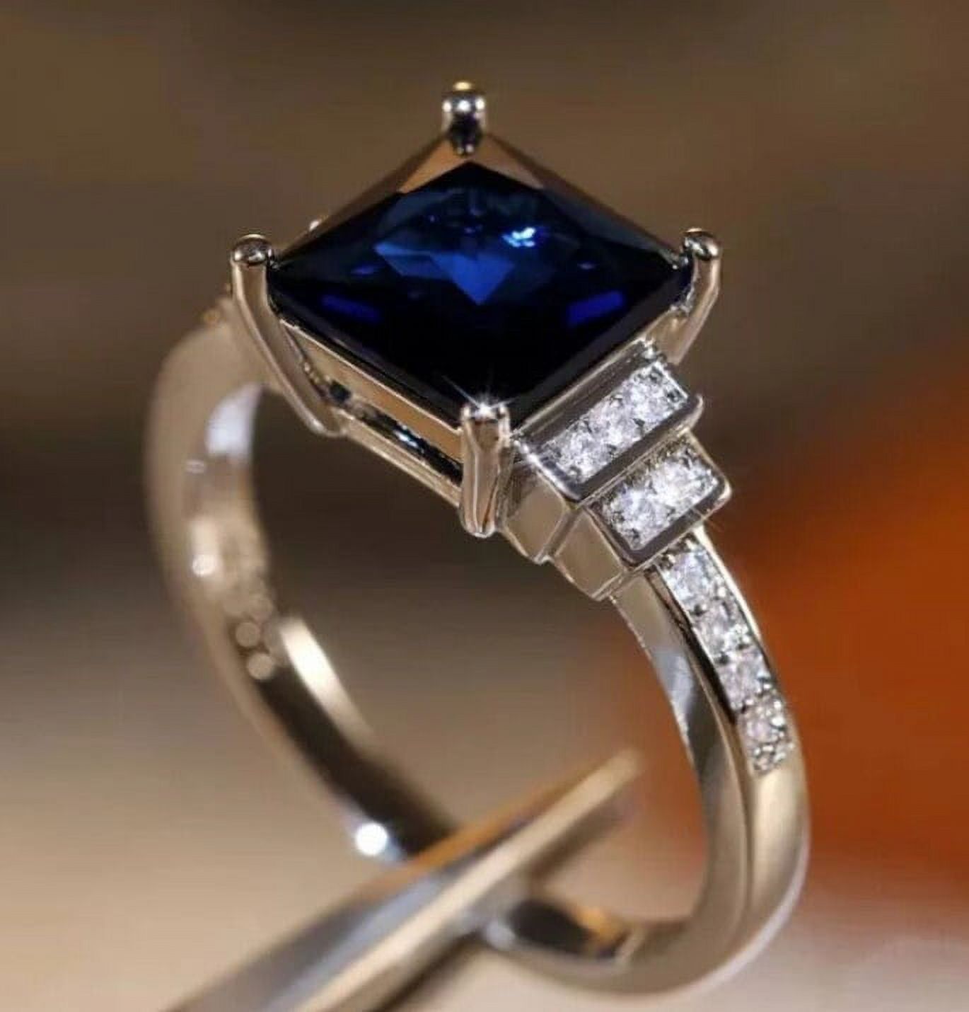 Natural Sapphire Silver Ring 4.50 ct Blue Engagement Ring 925 Sterling N986398