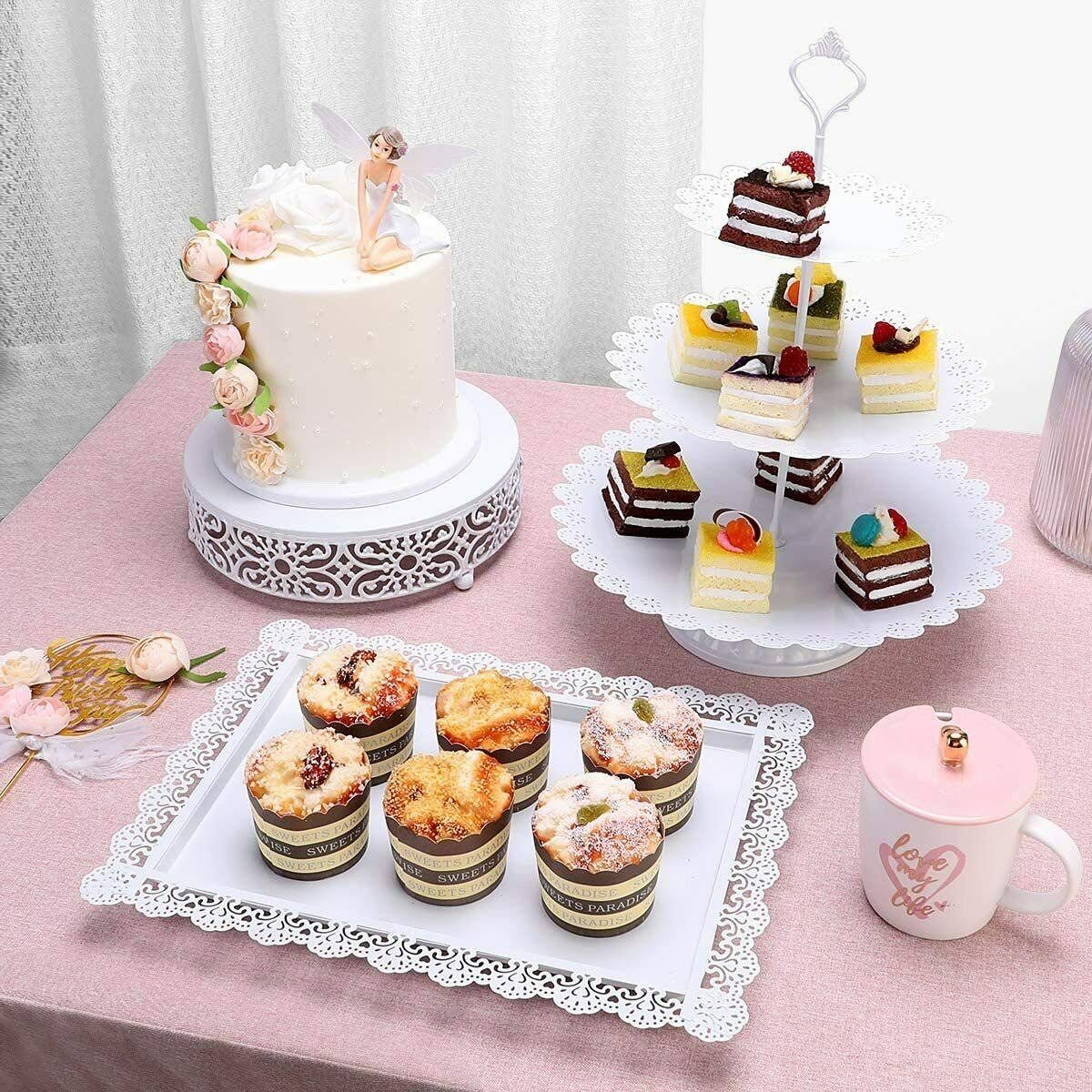 White Metal 3 Piece Cake Stand Set W25860