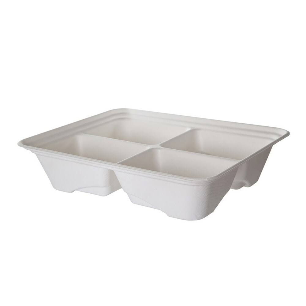 Sugarcane Half Pans, 4-Cmpt, 13 x 10 x 3, 200/Case C44693
