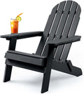 Grey Oversized Folding Adirondack Chair with Cup Holder Y4947