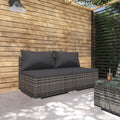2 Piece Gray Poly Rattan Patio Lounge Set with Cushion and Pillow R6239