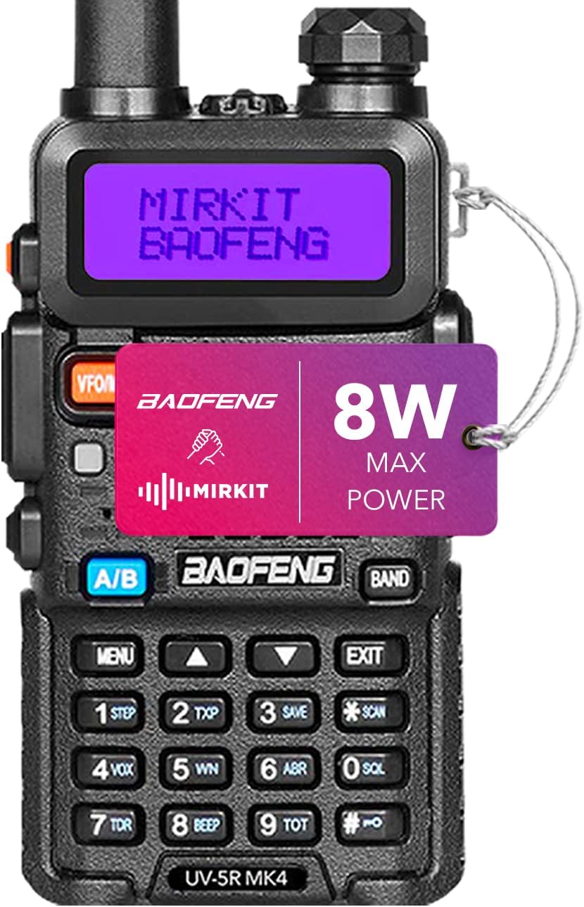 Baofeng Radio UV-5R MK4 8 Watt Max Power with 3800 mAh Handheld Mic Programming Cable and Software - Extra Pack T913
