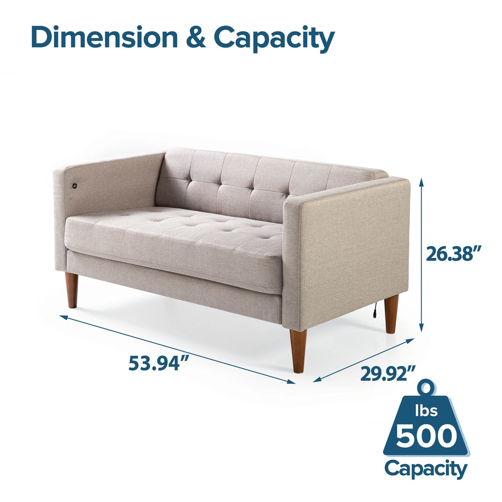 Oatmeal 2 Seat Loveseat with USB Ports E4856