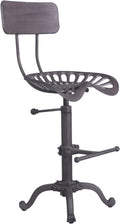 Industrial Rustic Bar Stool with Back, Adjustable Counter Height 22-26 inch D3208