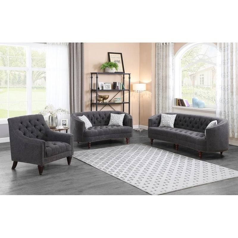 Grey Linen Chair with Nailheads Z651755