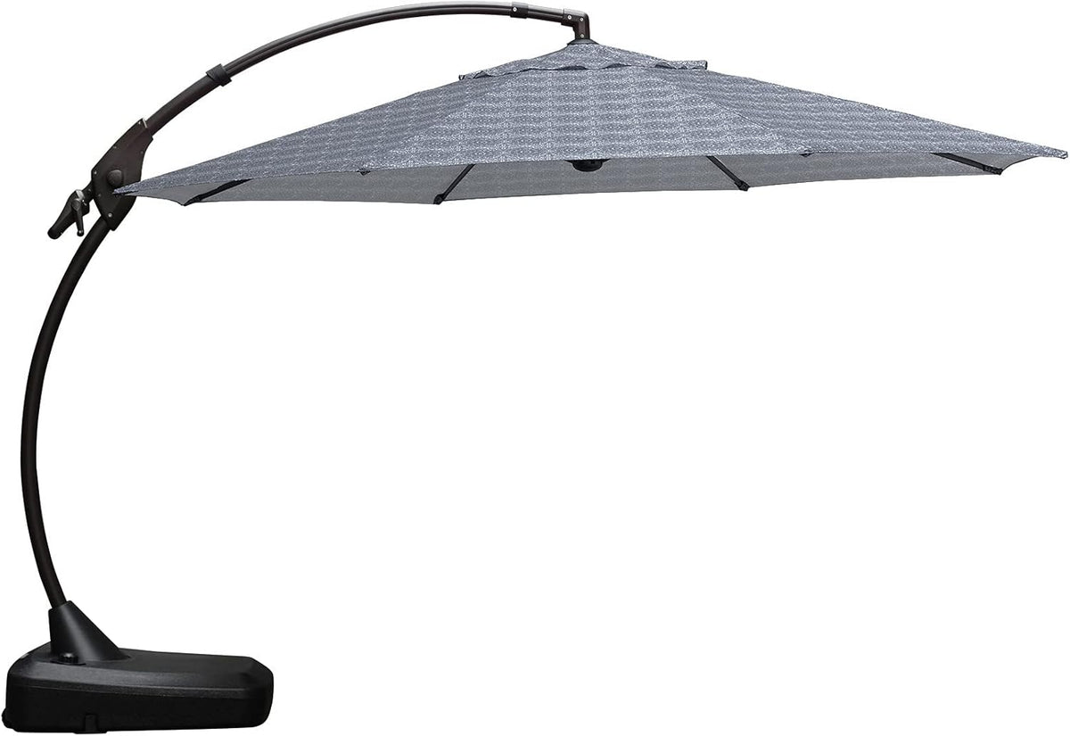 11 FT Curvy Aluminum Offset Umbrella with Base I38442
