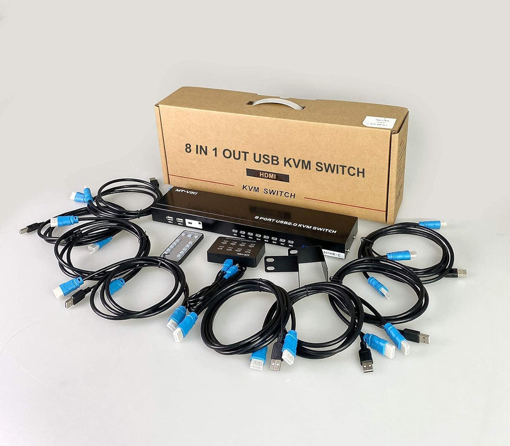 8 Ports KVM Switch HDMI 4K 30Hz Rack Mount with KVM Cables S4039