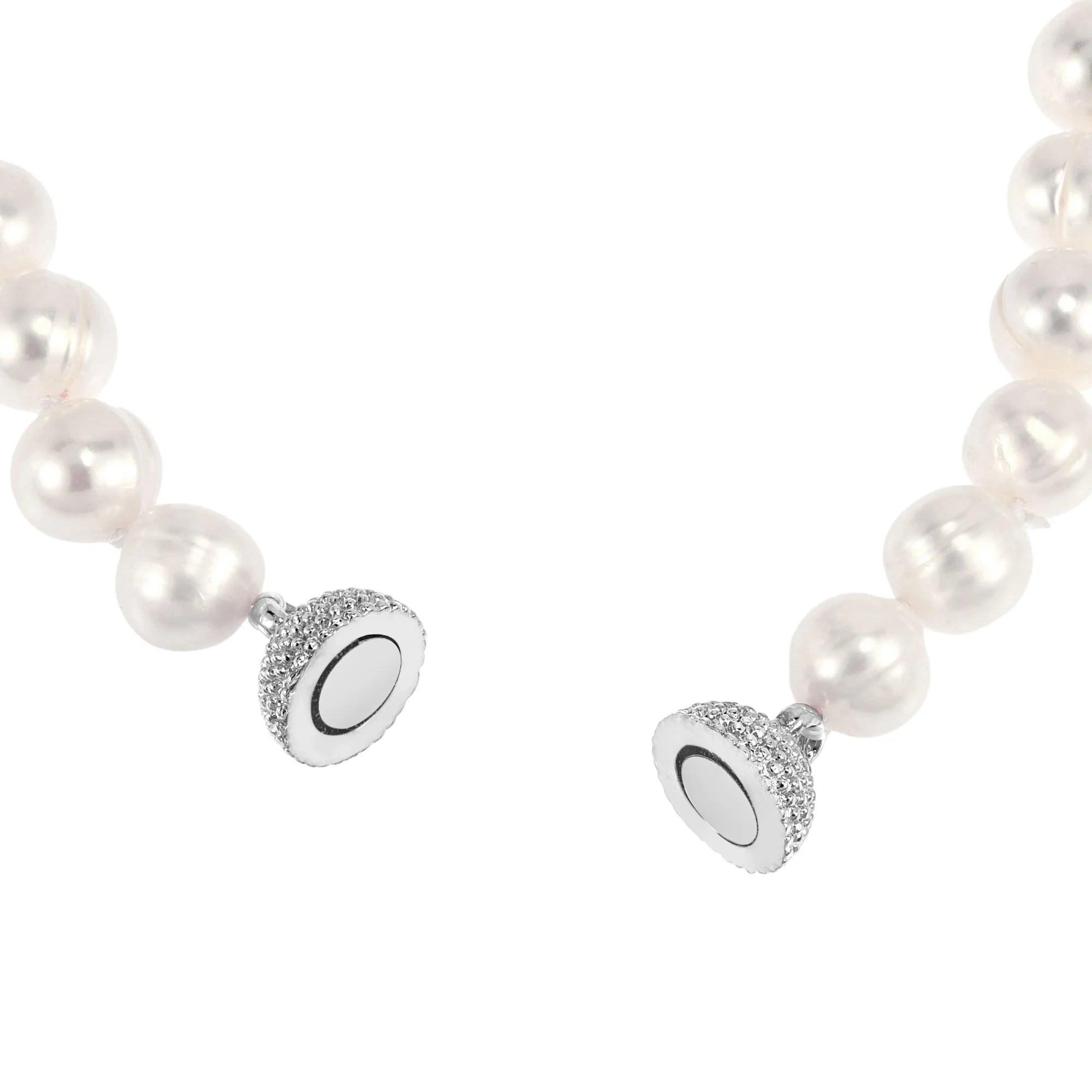 Natural Freshwater White Pearl Sterling Silver Necklace K12005