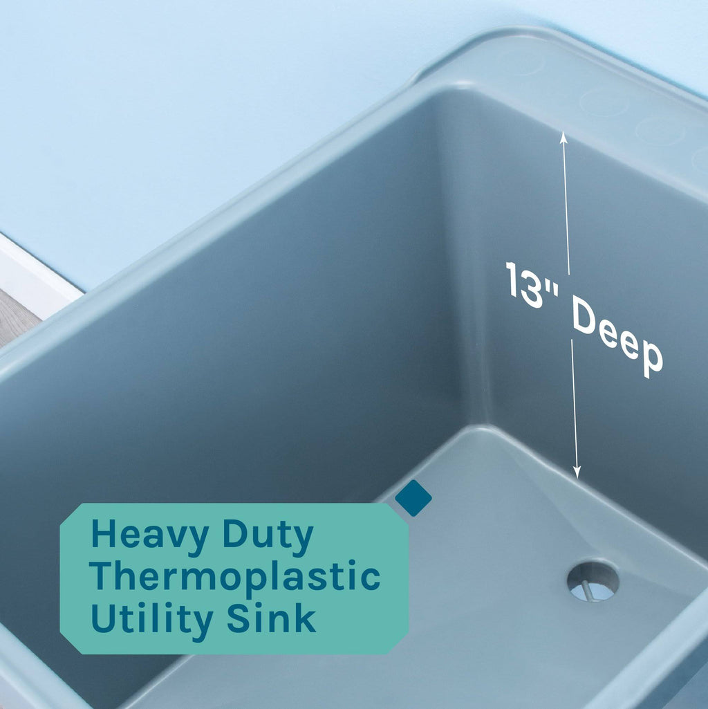 Grey Utility Sink with Chrome Finish Faucet Y7473