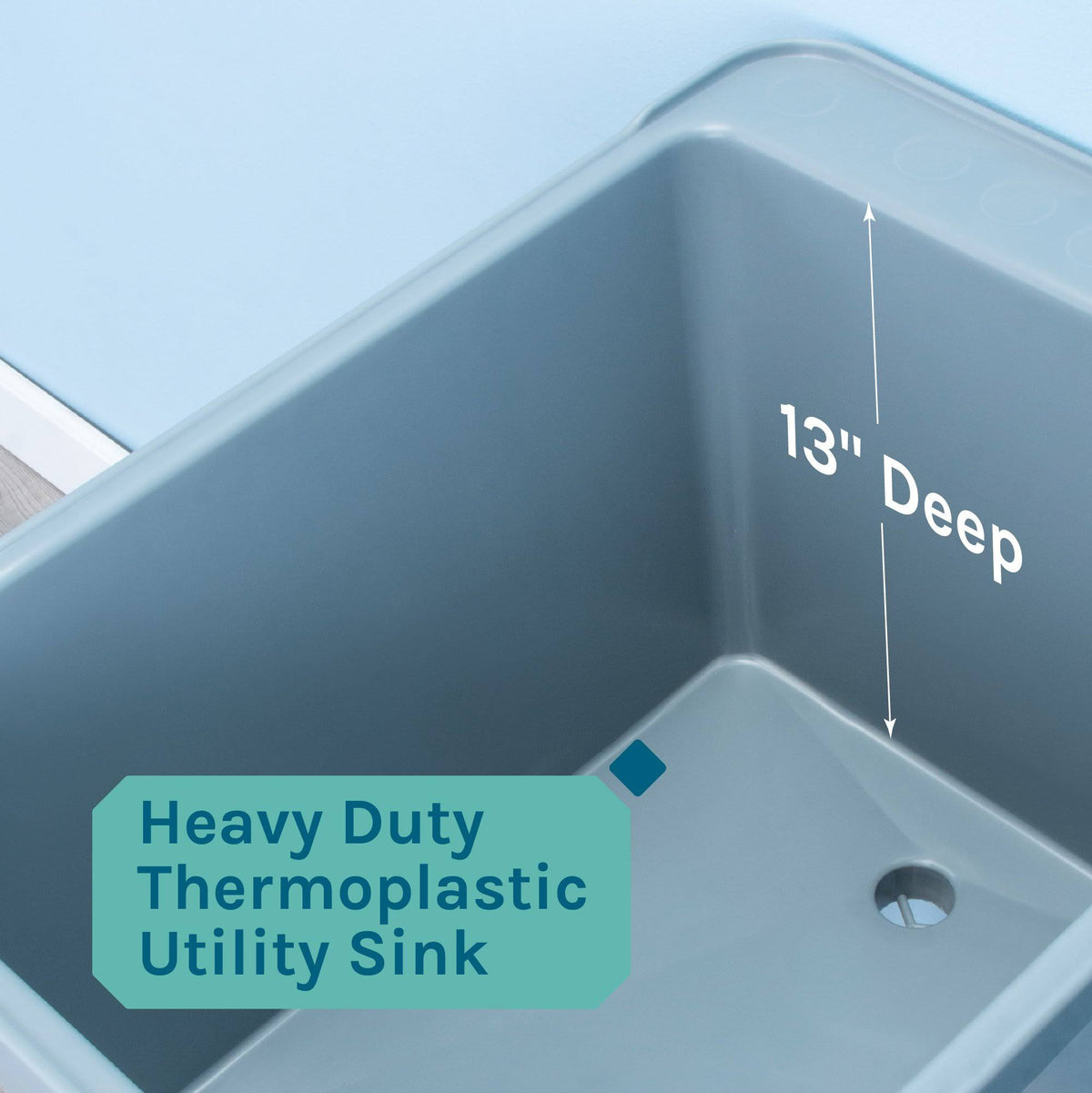 Grey Utility Sink with Chrome Finish Faucet Y7473