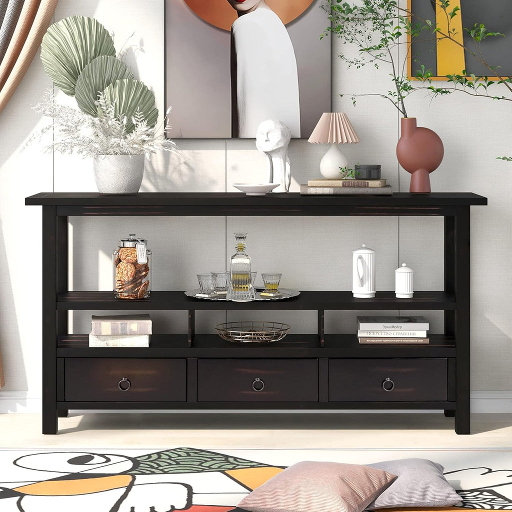 Light Green 6 Drawers Sideboard Console Table with Cabinet and Bottom Shelf U172789