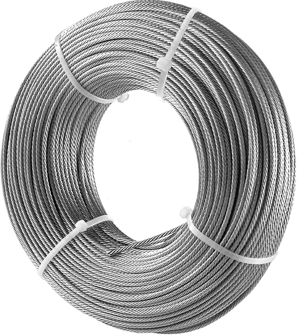 Stainless Steel 1/8"x 100ft Wire Rope 316 Marine Grade Braided Aircraft Cable H2512