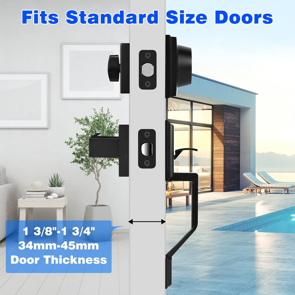 Matte Black Heavy Duty Door Lock Set with Deadbolt, Pack of 2 W479795