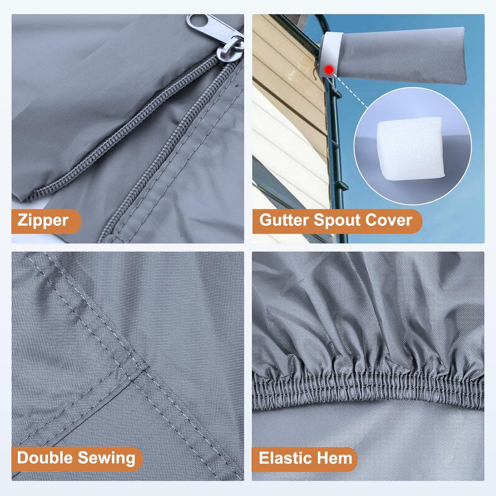Waterproof 210D Travel Trailer RV Cover with 4 Gutter Spout Covers U389