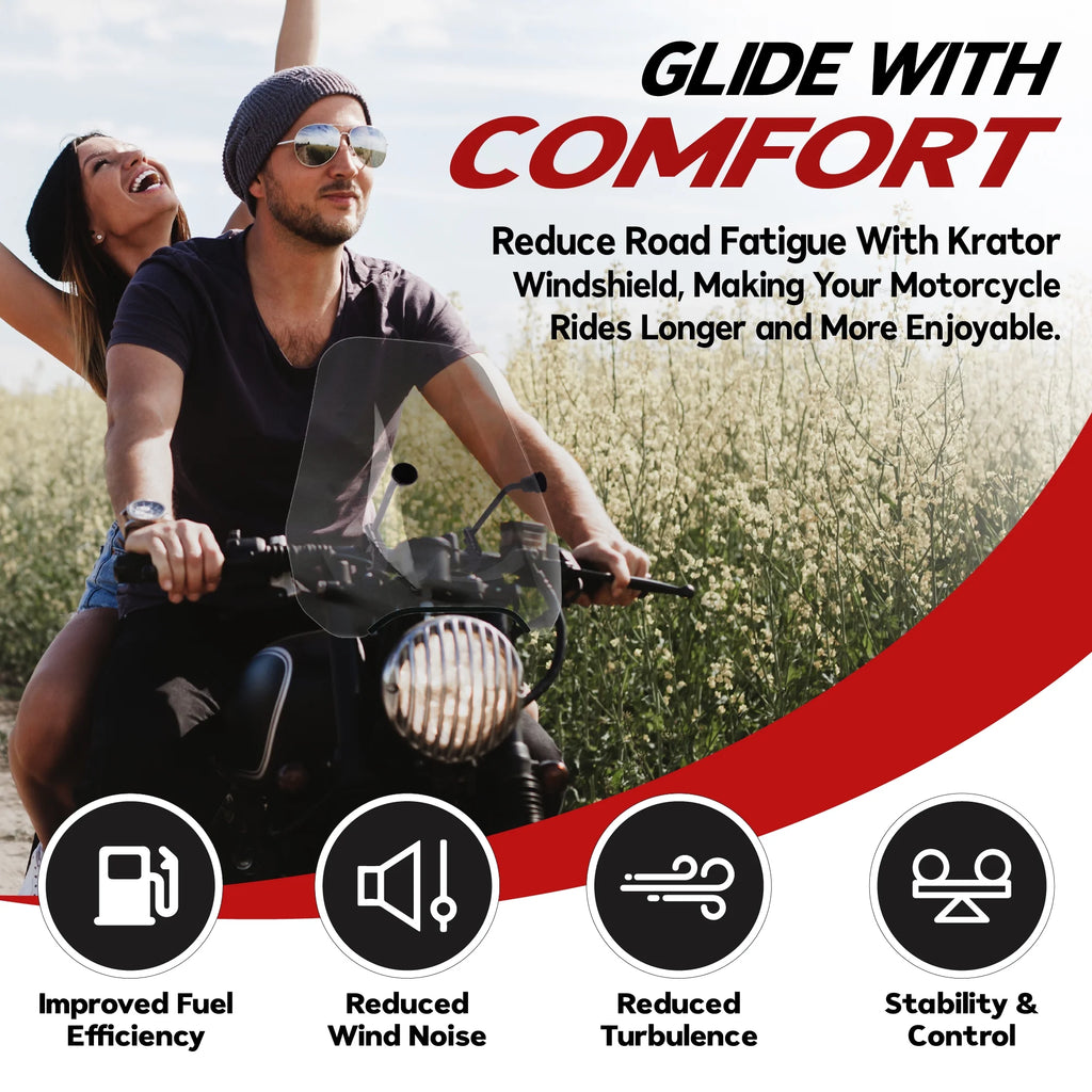 15" Clear Tinted Windscreen Windshield for 7/8" or 1" Handlebars T503