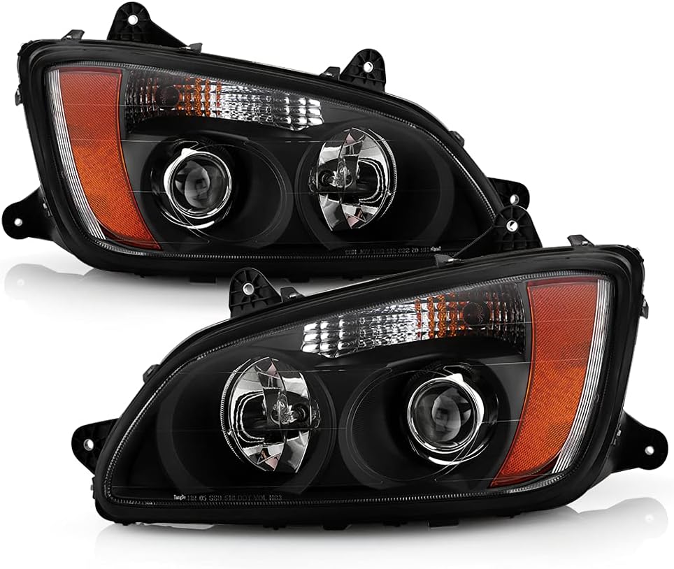 Black Housing Projector Headlight Headlamps Pair Set R759