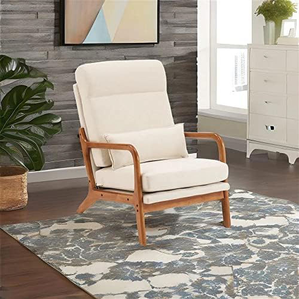 Accent Chair with Pillow Linen Fabric Armchair T438352