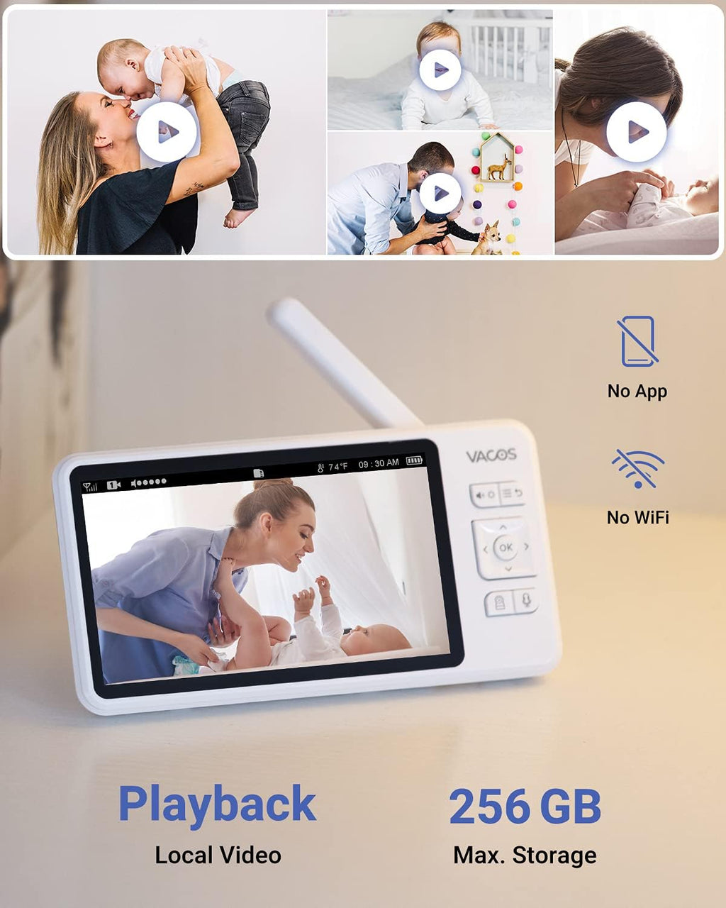Video Baby Monitor with Camera and Audio, 720P 5 HD Display, Night Vision, 1000ft Range W169513