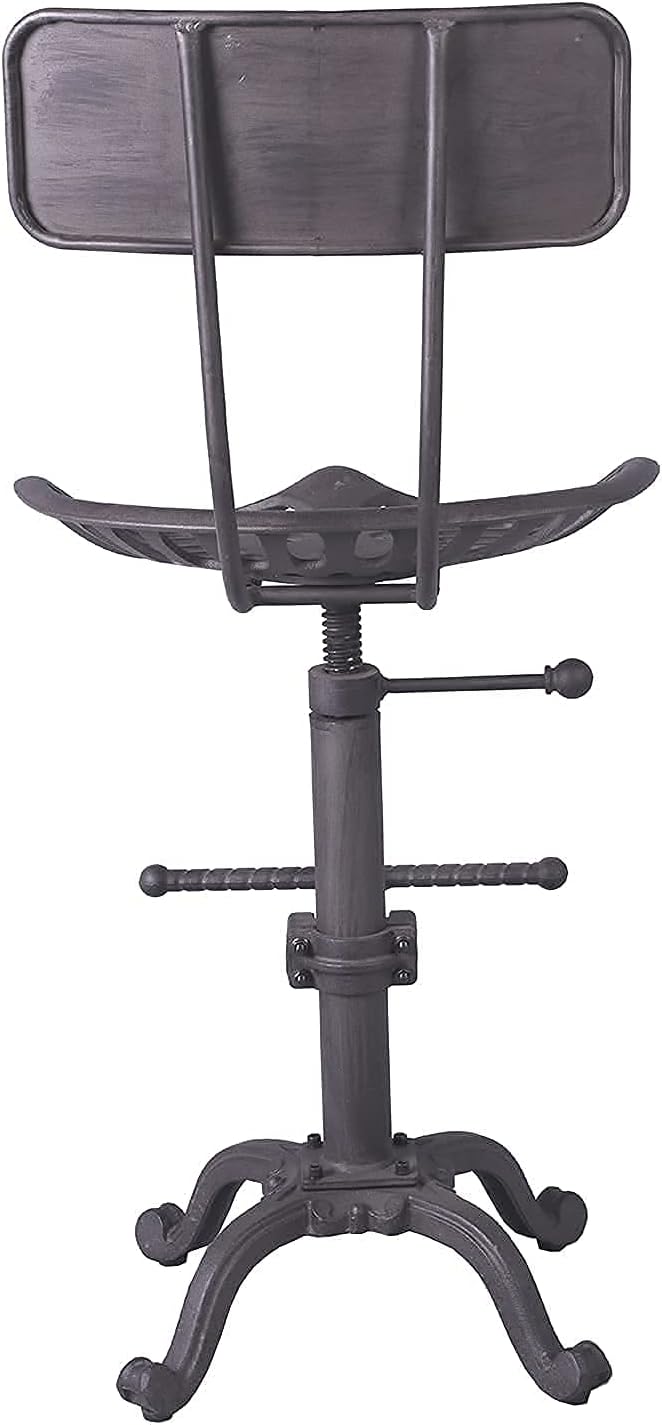 Industrial Rustic Bar Stool with Back, Adjustable Counter Height 22-26 inch D3208