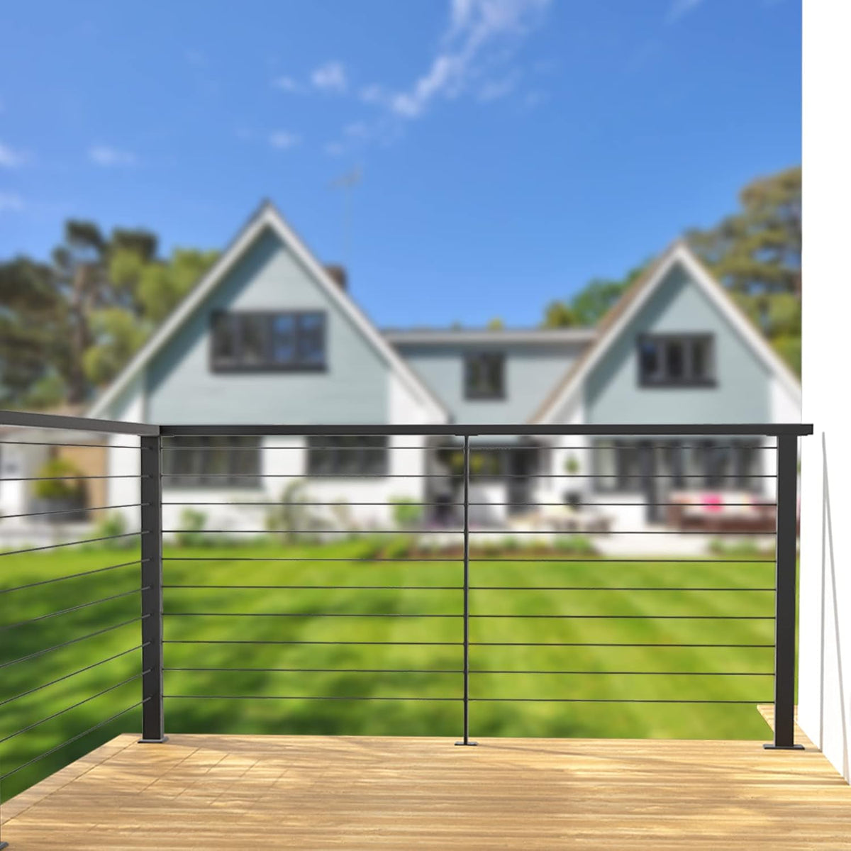 4 Pack 36x2x2 Stainless Steel Black Cable Railing Post M221144