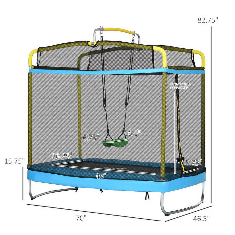 3-in-1 Kids Trampoline with Enclosure, Swing, Gymnastics Bar, Light Blue U82854