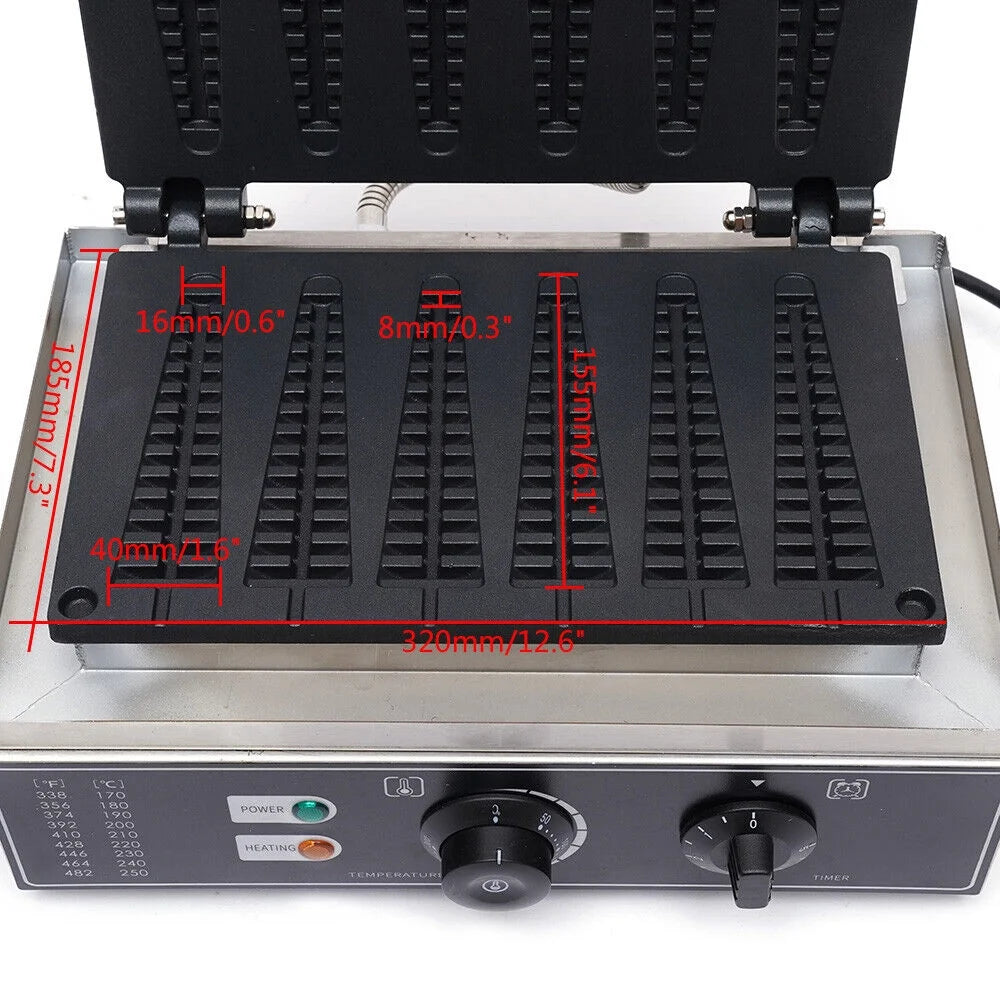 6 Stick 1550W Nonstick Electric Waffle Maker Machine Q480