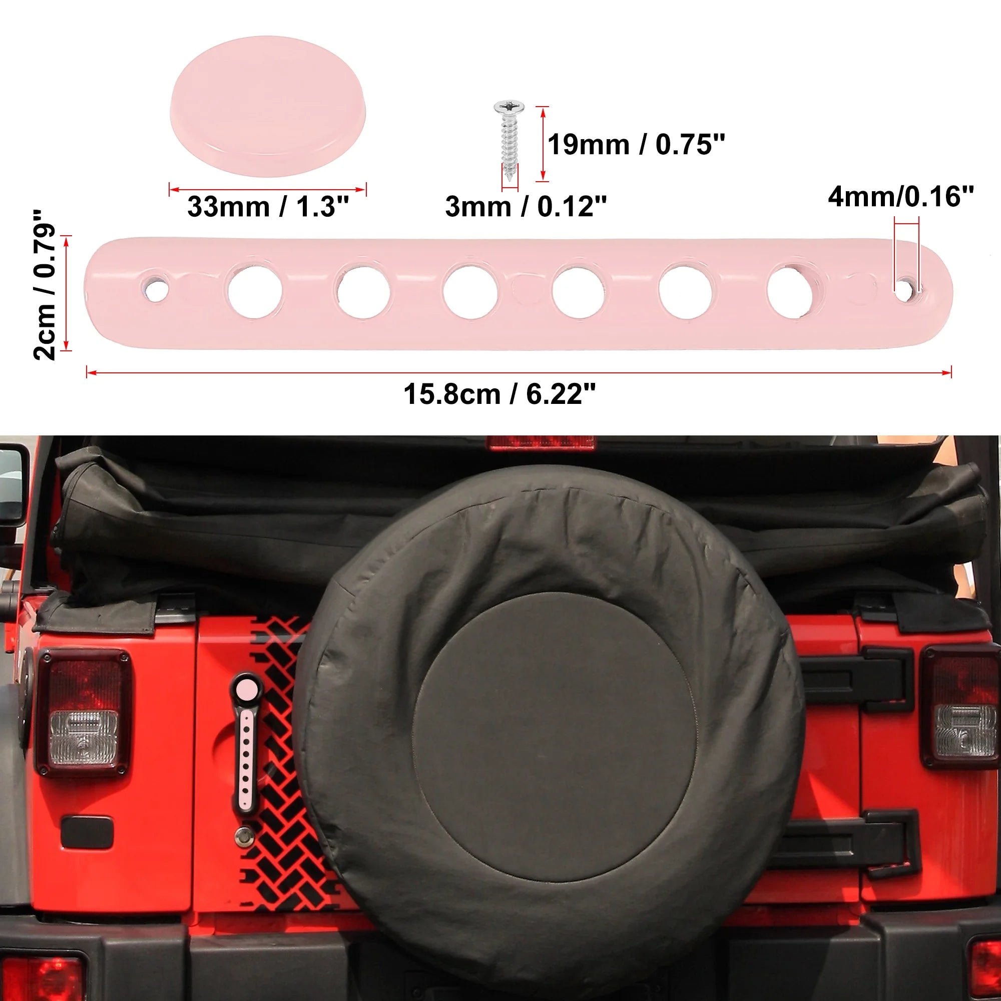 Pink Exterior Door Handle Decoration Strip Trim with Push Button Cover for Jeep Wrangler 2 Door 2007-2018 M51920