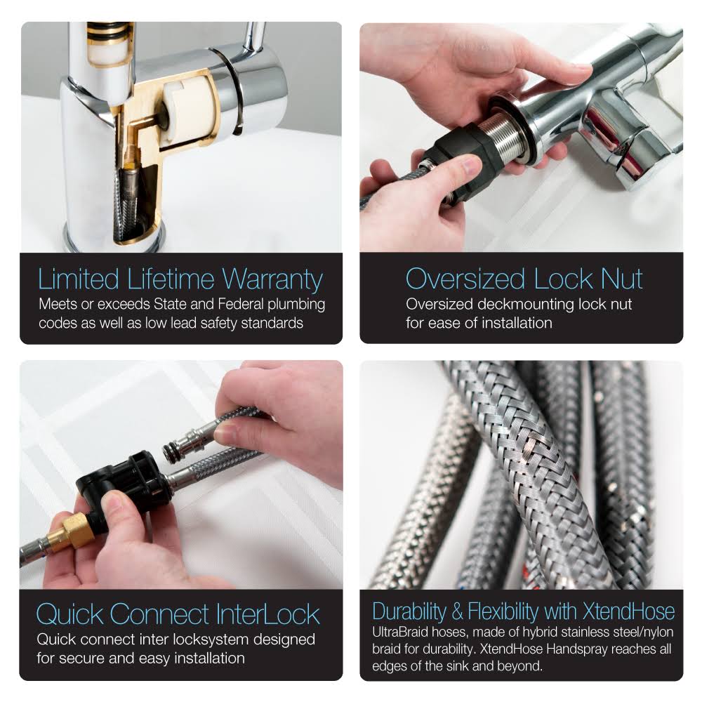 Polished Chrome Kitchen Faucet with Sidespray W1633