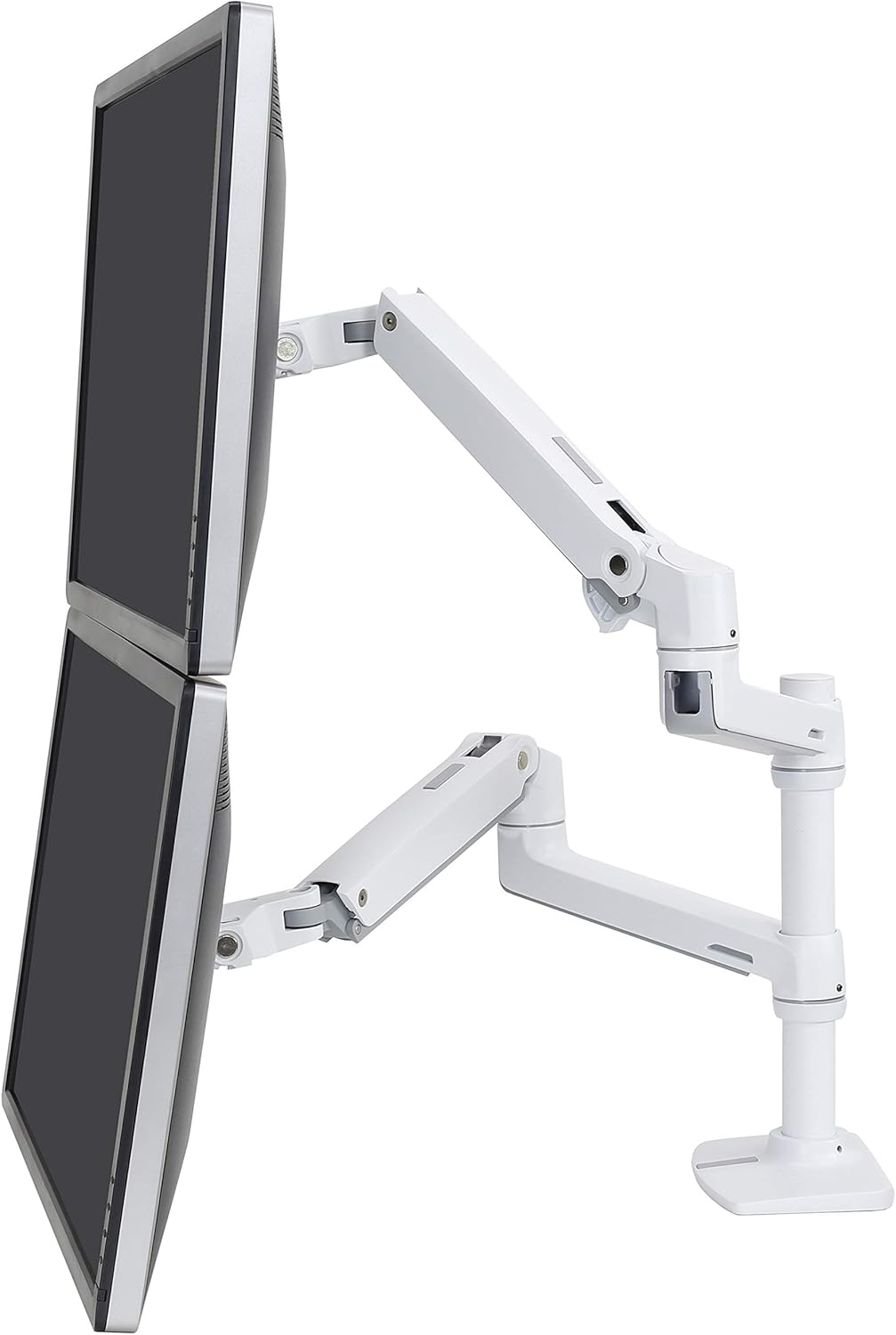 White Tall Pole Dual Monitor Arm for 2 Monitors R586