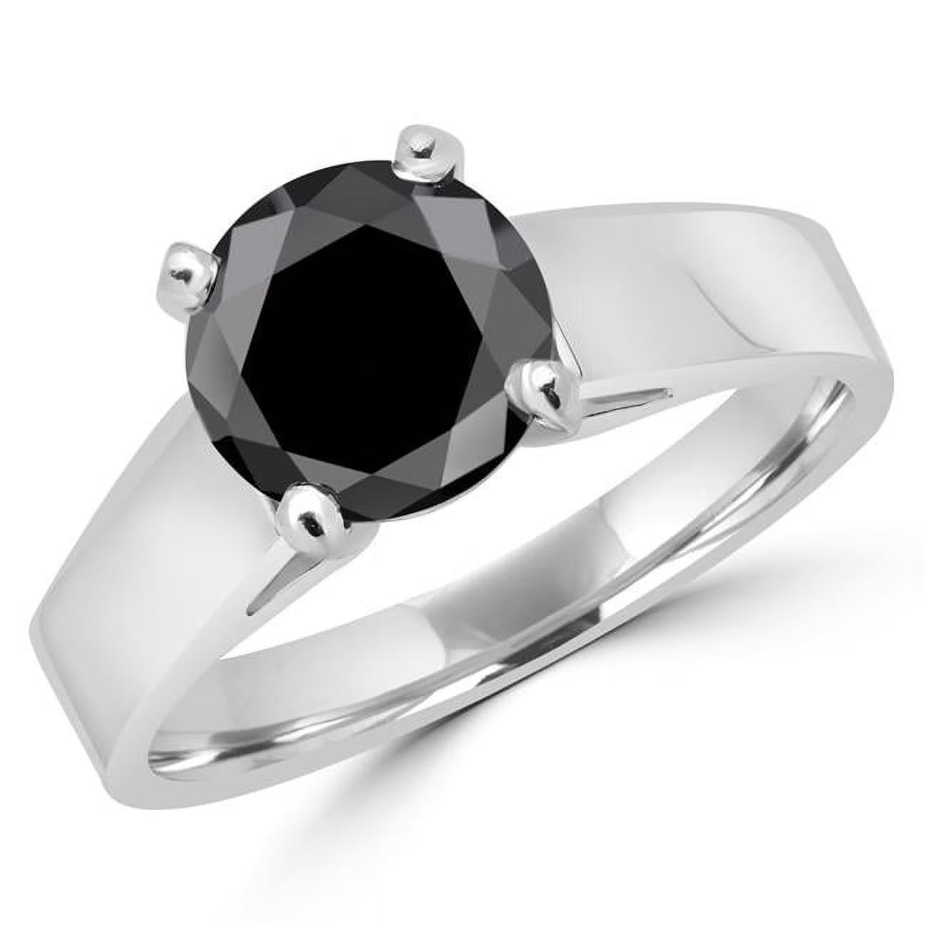 14K White Gold Black Diamond Engagement Ring C579