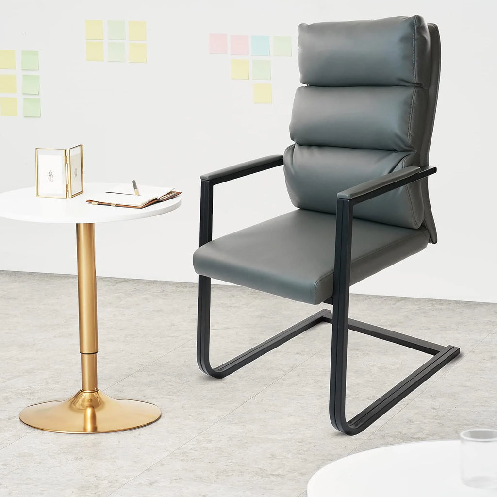 Gray 4 Pack Bonded Leather Office Guest Chair with Sled Base S847143