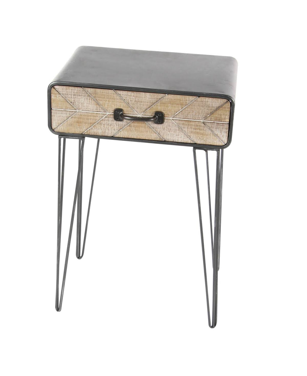 Black Iron and Wood Accent Table U501