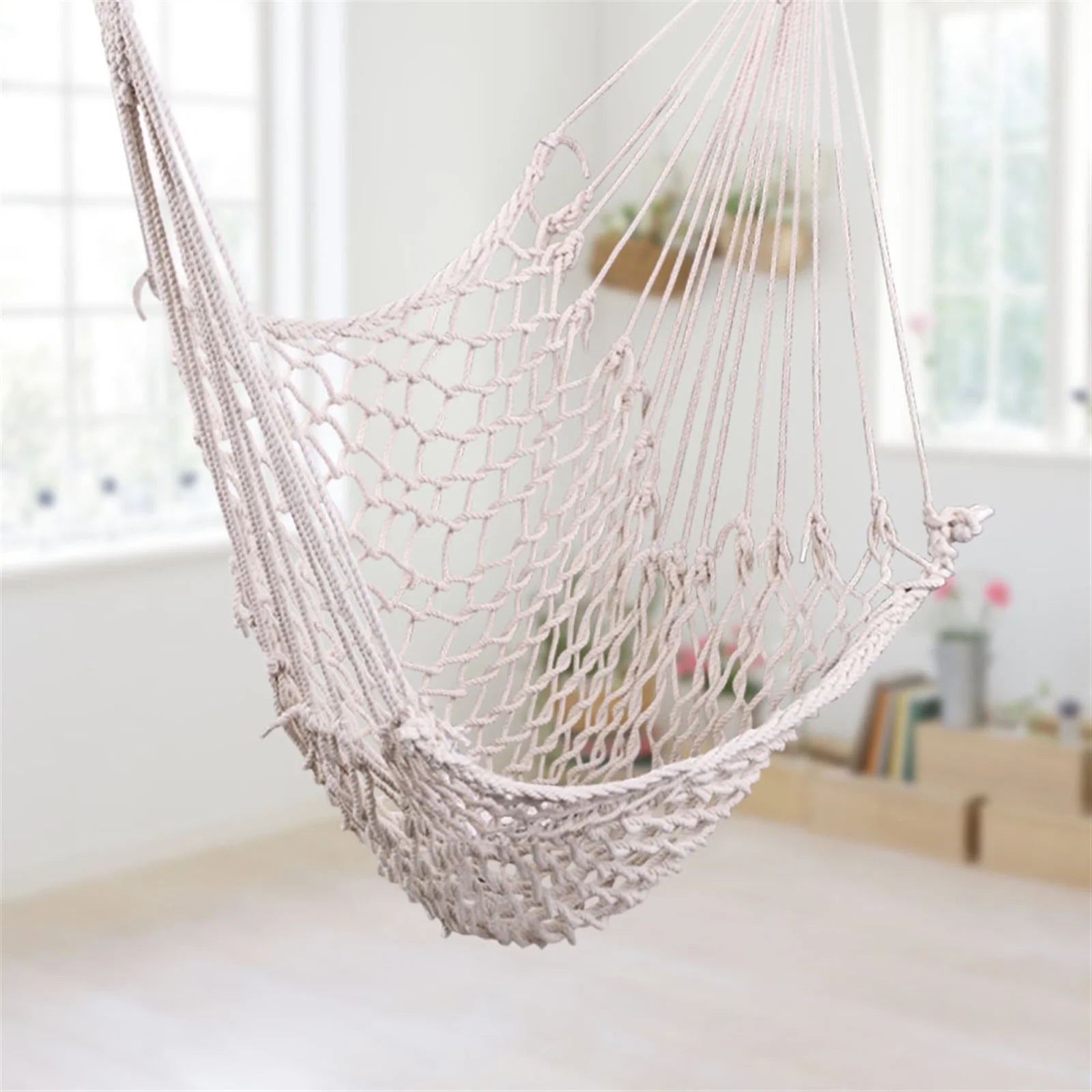 Beige Hanging Rope Air/Sky Chair Swing U312434