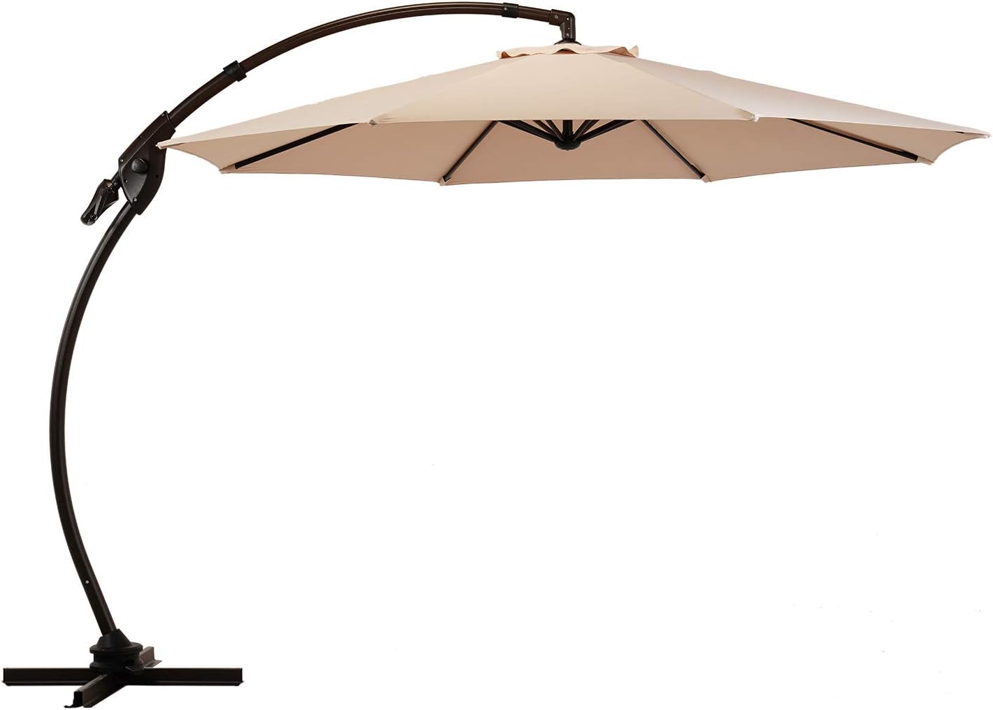 11 FT Curvy Aluminum Offset Umbrella with Base I38442