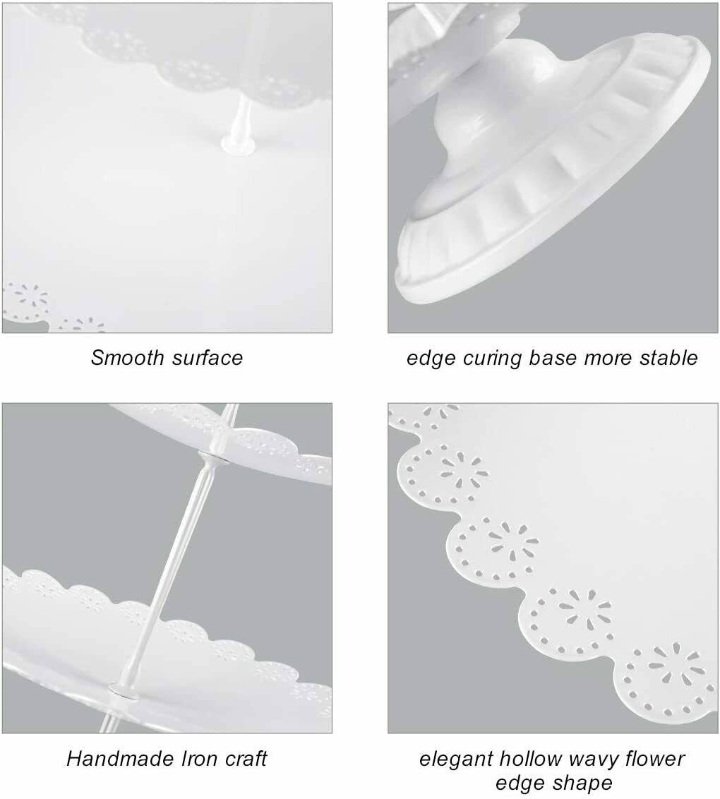 White Metal 3 Piece Cake Stand Set W25860