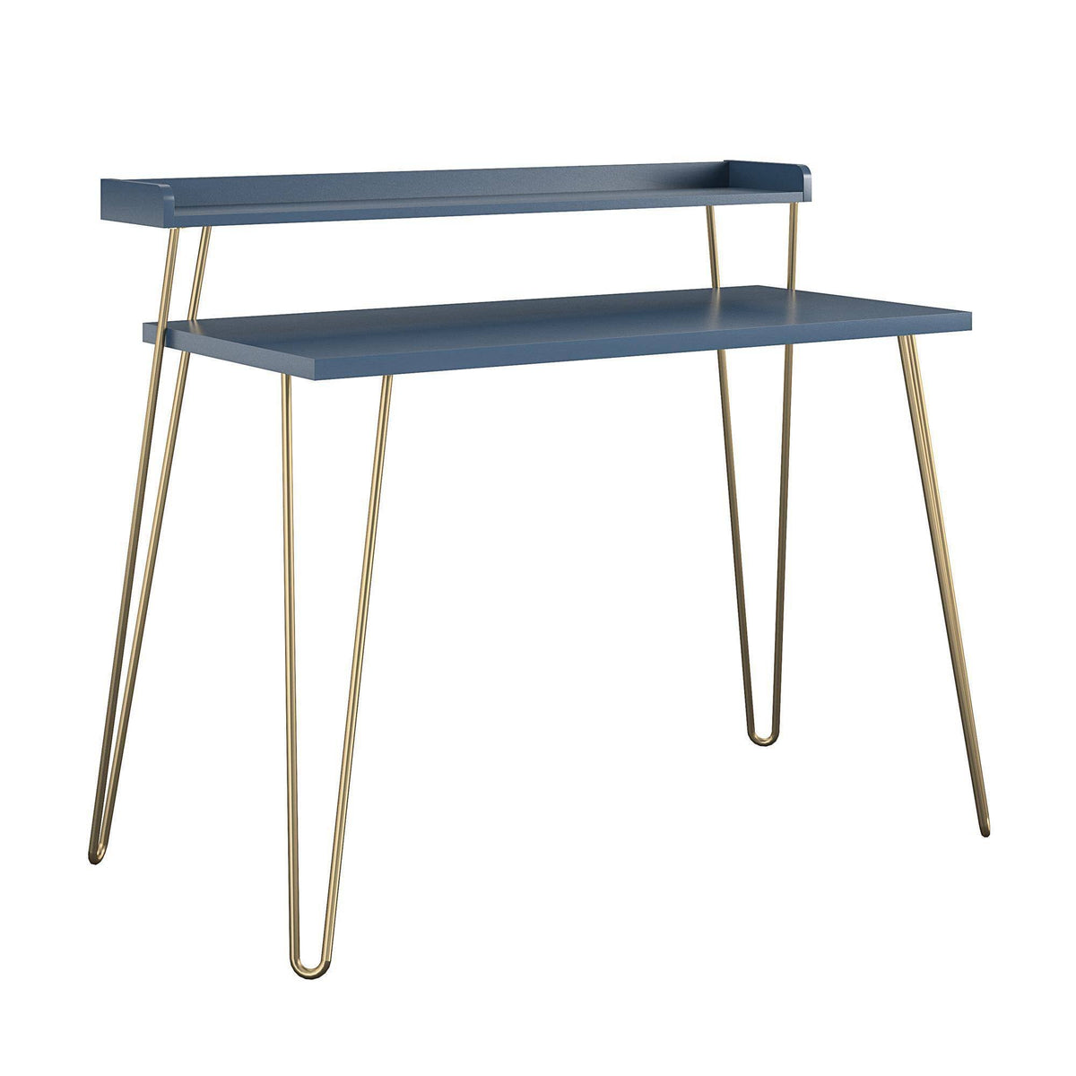 Navy Retro Desk with Riser and Gold Legs B161