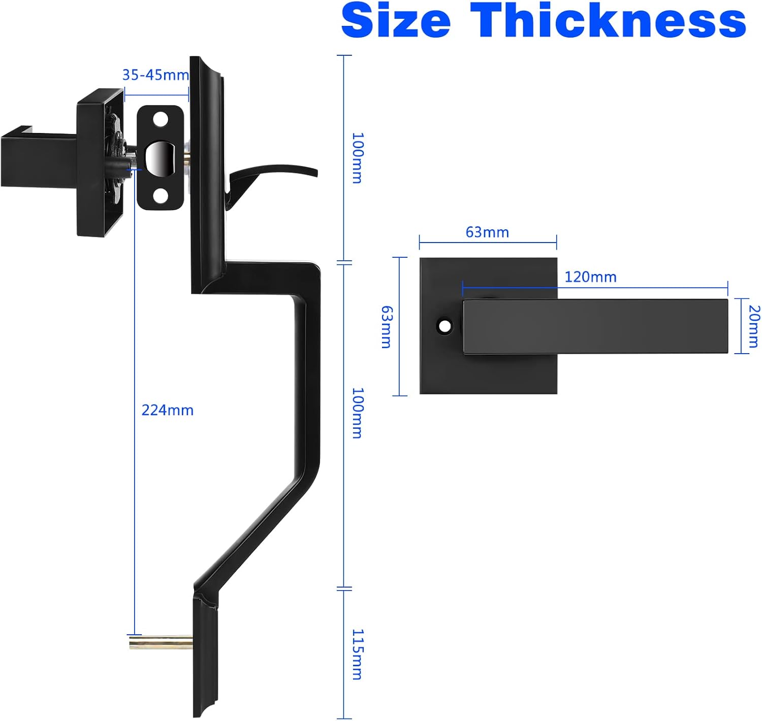 Matte Black Heavy Duty Door Lock Set with Deadbolt, Pack of 2 W479795