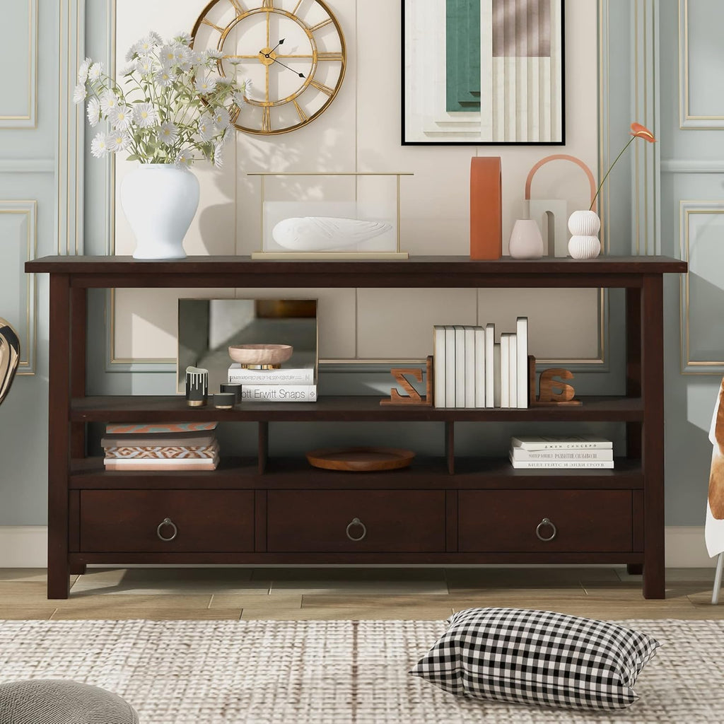 Light Green 6 Drawers Sideboard Console Table with Cabinet and Bottom Shelf U172789