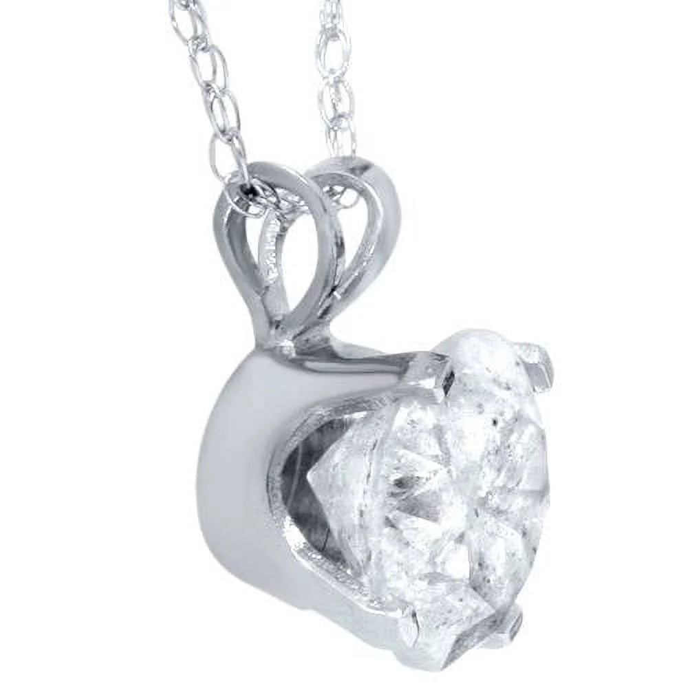 14K White Gold Solitaire Pendant Necklace G8925