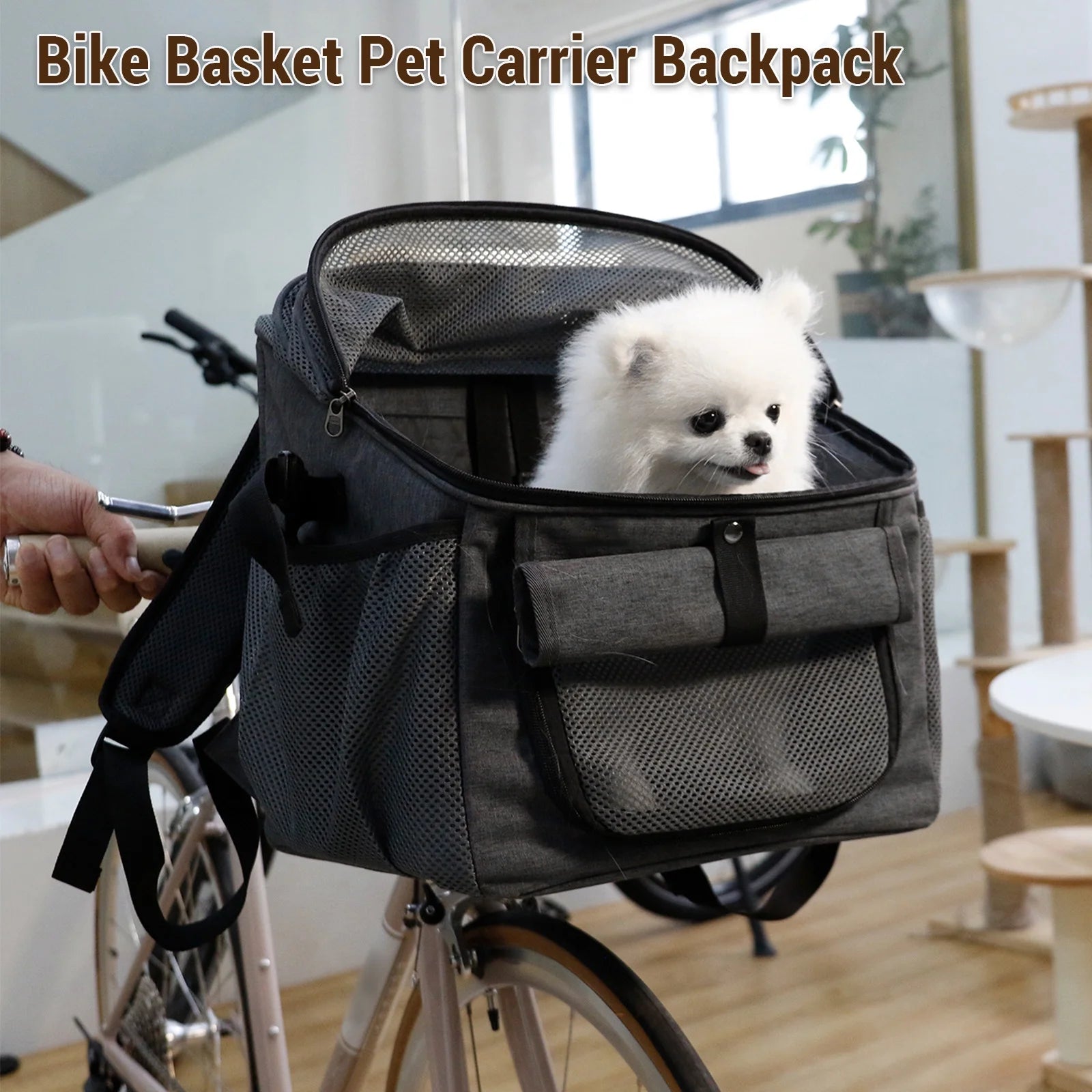 Dog Bike Basket Oxford Cloth Carrier Backpack H927459