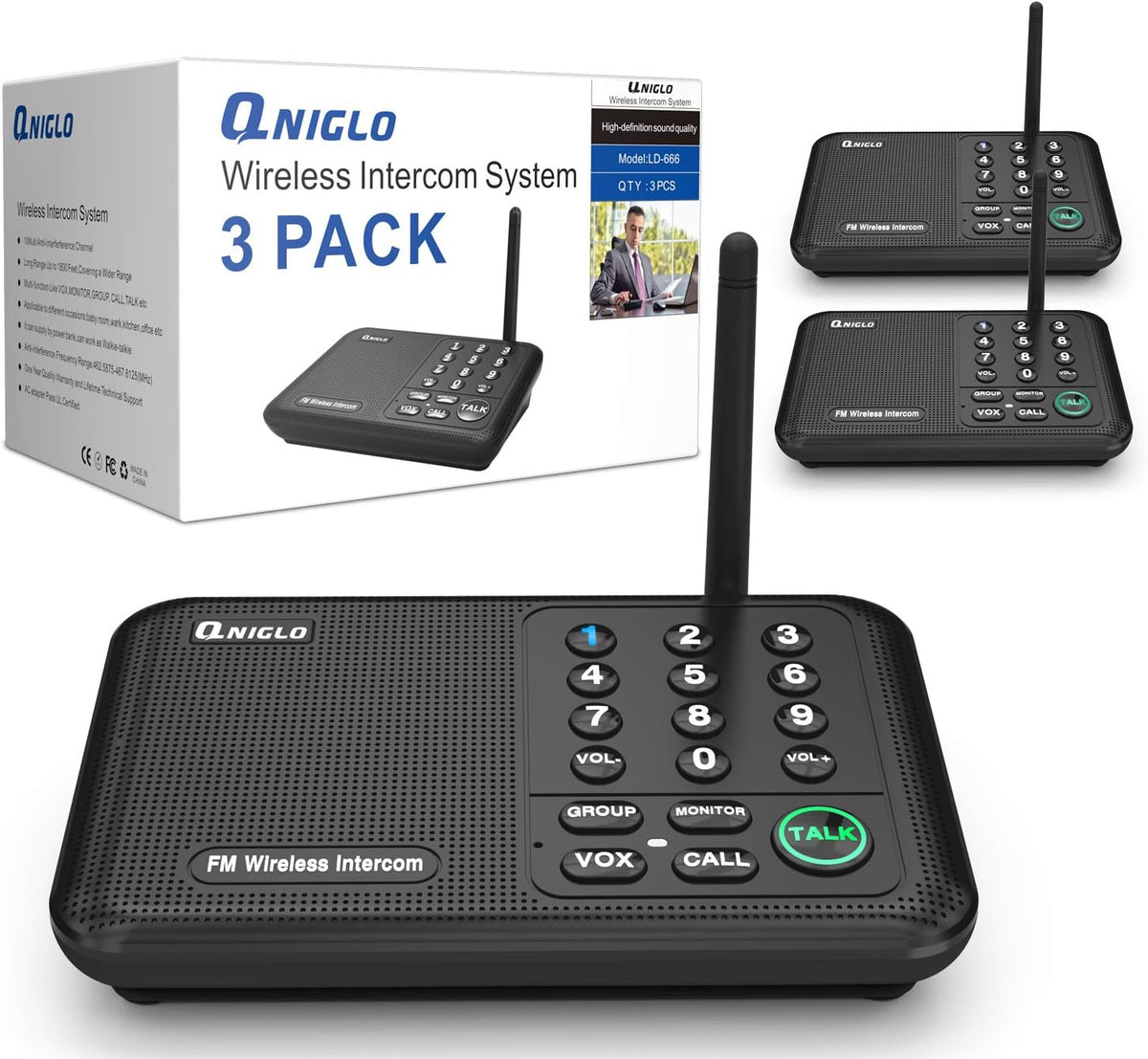 2 Way Wireless Intercom System, Pack of 2 Z341865