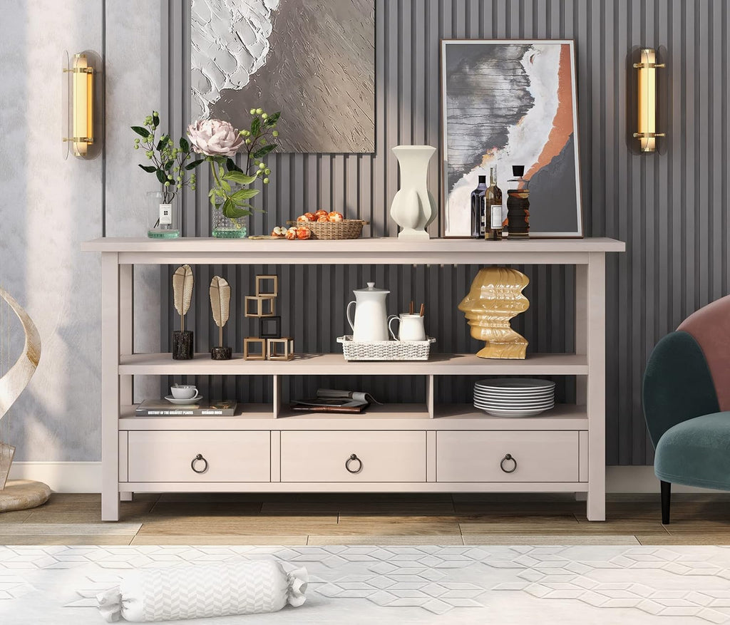 Light Green 6 Drawers Sideboard Console Table with Cabinet and Bottom Shelf U172789