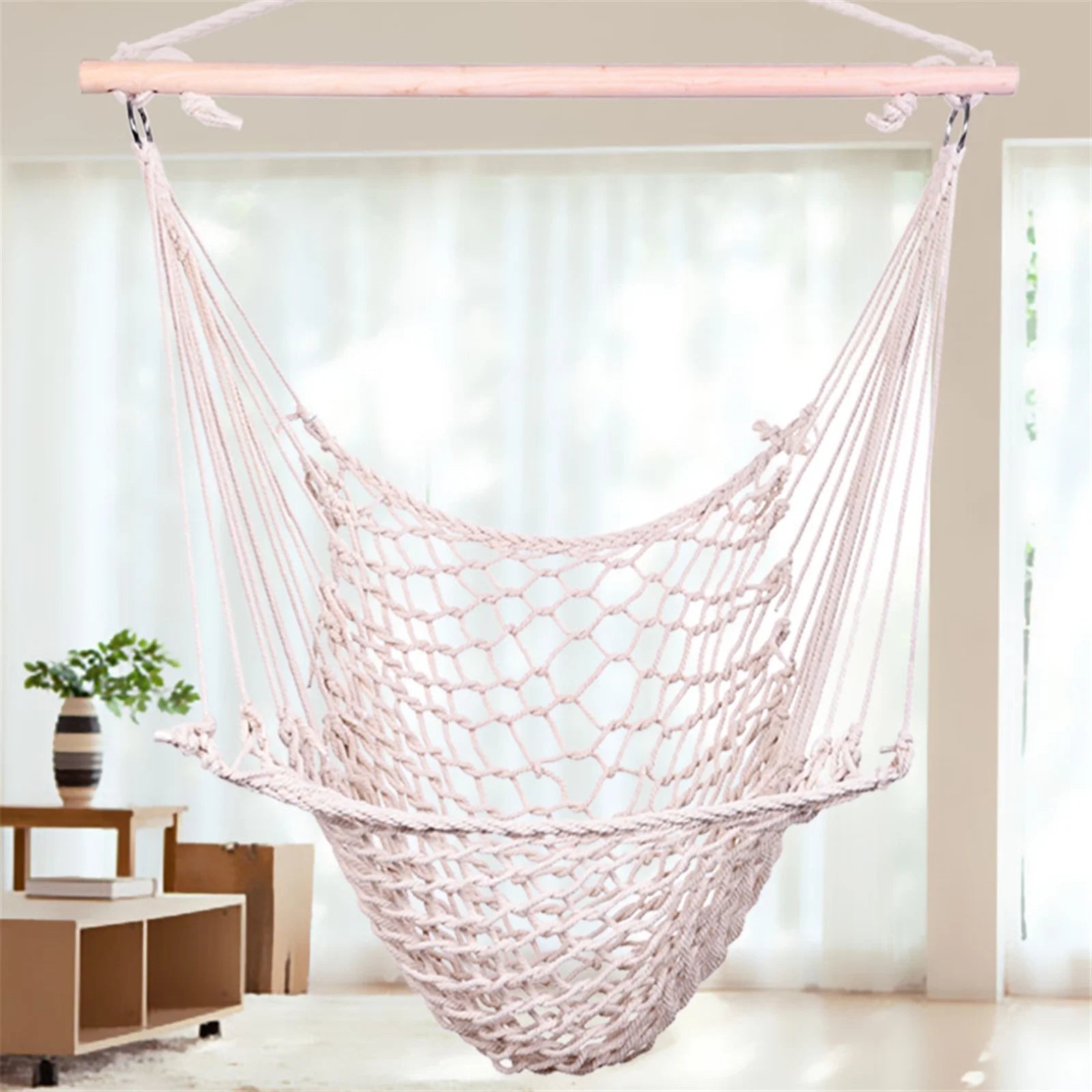 Beige Hanging Rope Air/Sky Chair Swing U312434