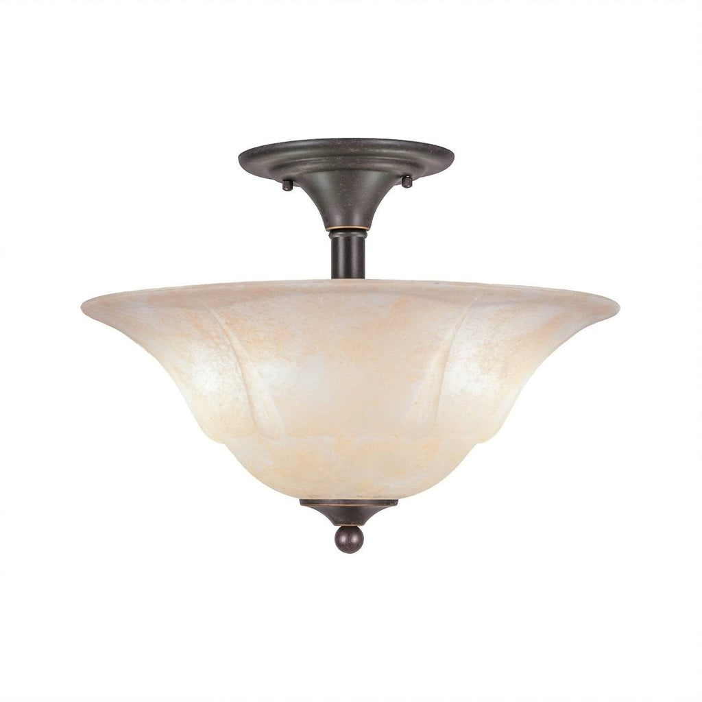 Two Light Semi-Flush Mount Dark Granite Finish with Crystal Glass A143