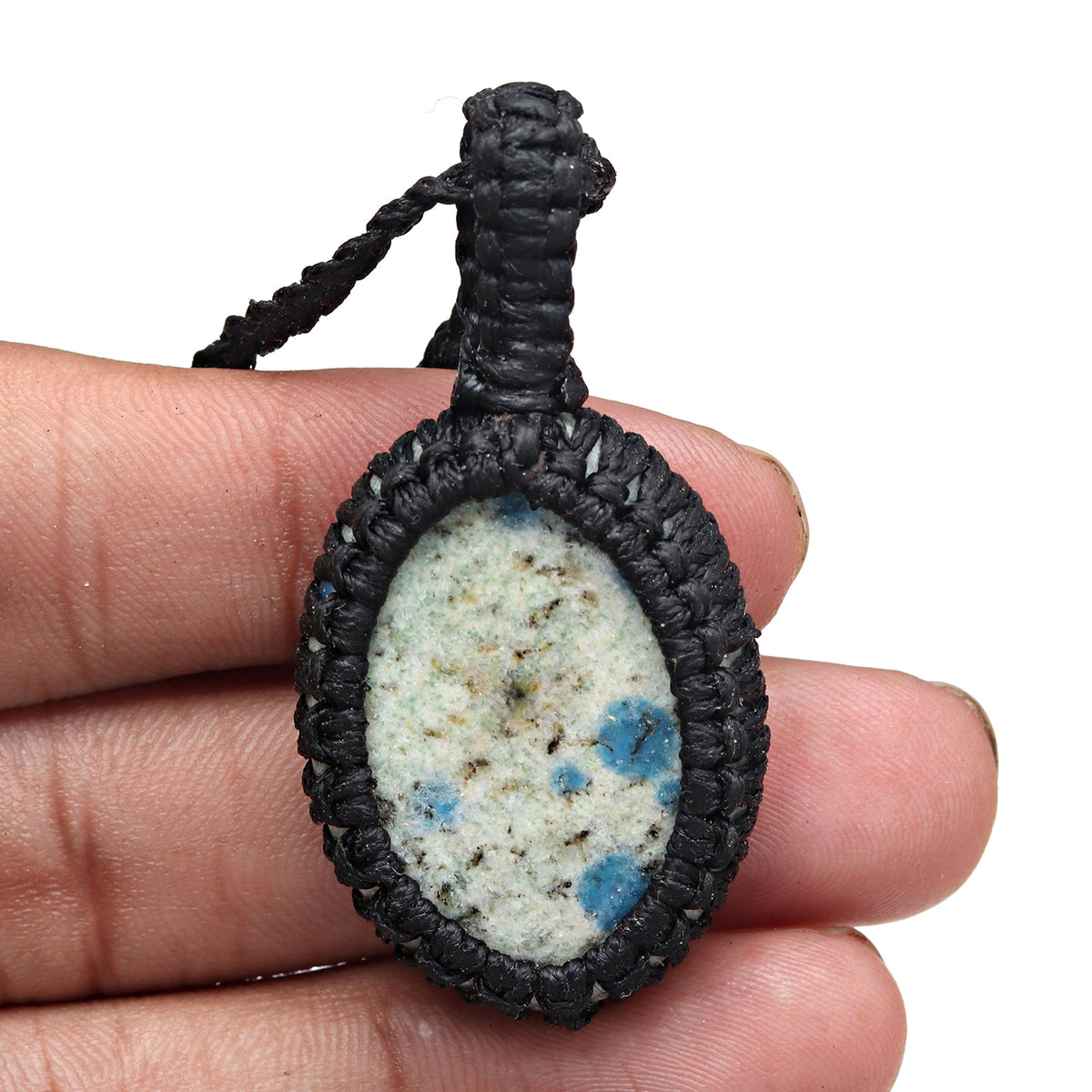Jasper Gemstone Macrame Pendant Necklace 20-32 in D9478