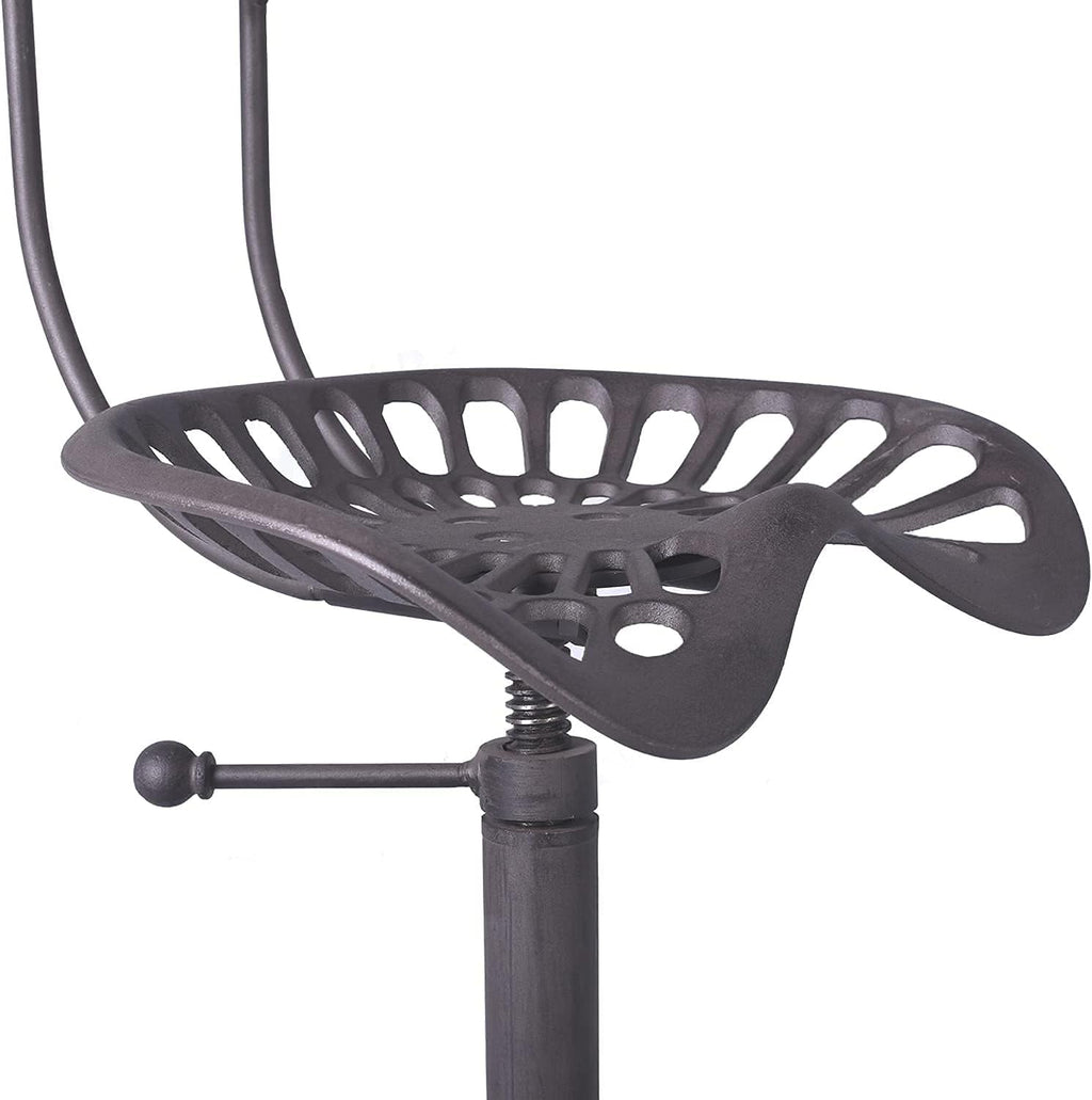 Industrial Rustic Bar Stool with Back, Adjustable Counter Height 22-26 inch D3208